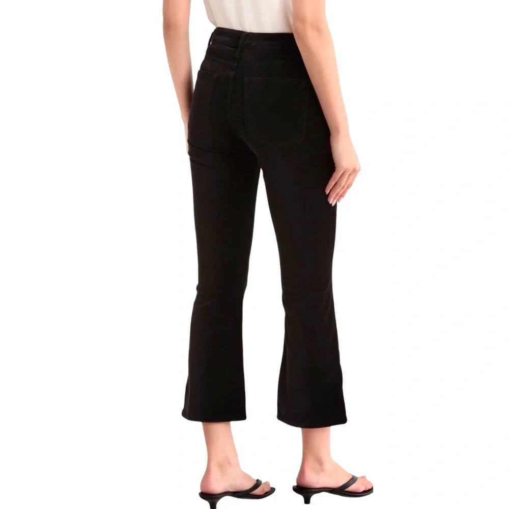 Frame Le Crop Black Velvet Mini Bootcut Jeans Five Pocket Womens Size 28 - Picture 3 of 7